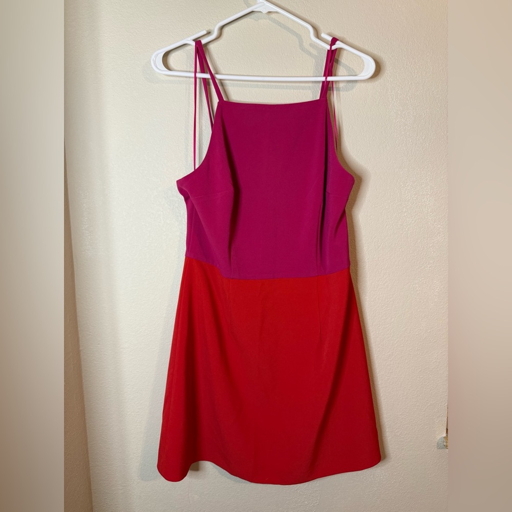 French Connection Strapless Dress in Pink and Red